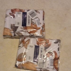 Jun Zero Floral Curtains - Orange and Brown